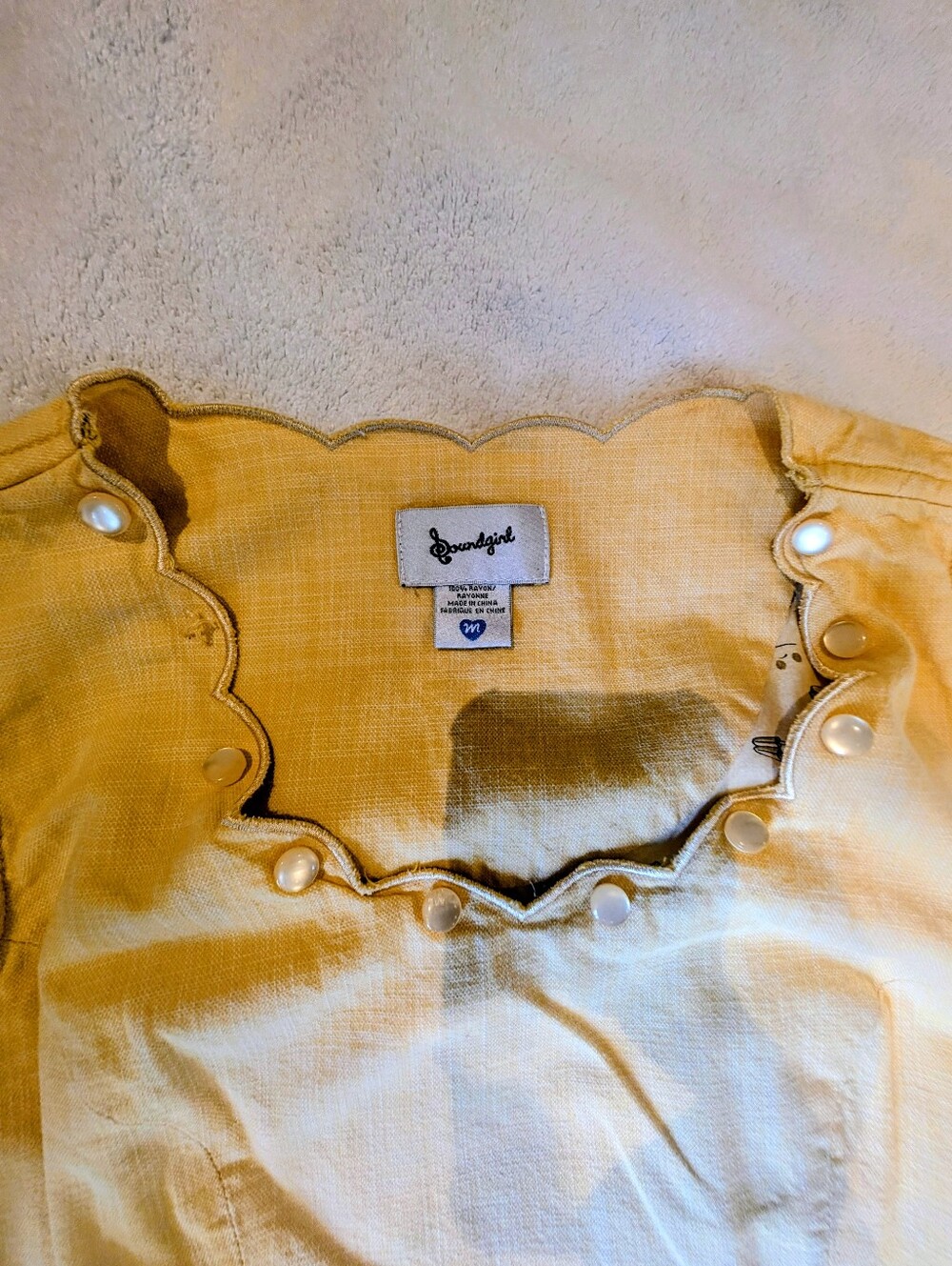 Vintage Soundgirl Butter Yellow Scalloped Novelty Print Midi Dress - Size Medium - Picture 3 of 6